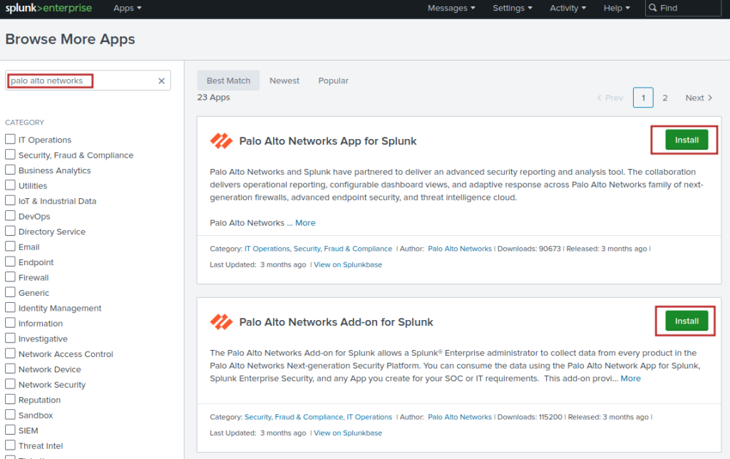Splunk App Installation.